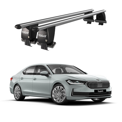 Royal Skoda Superb (2015 ve Sonrası) Uyumlu Gri Kilitli Ara Atkı Port Bagaj Tavan Barı