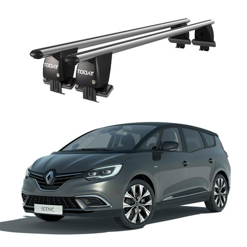 Royal Renault Scenic (2017 ve Sonrası) Uyumlu Gri Kilitli Ara Atkı Port Bagaj Tavan Barı