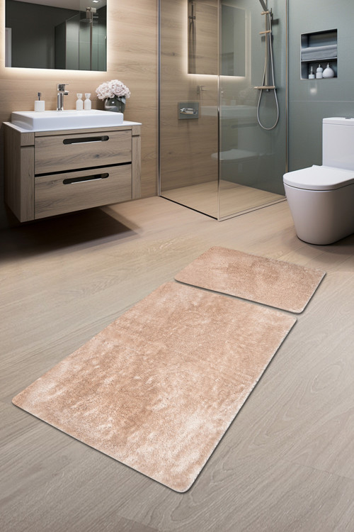 2’Li Peluş Banyo Paspas Seti 60X100 + 50X60 Cm – Kaymaz Lateks Taban, Yumuşak Yüzey, Yıkanabilir