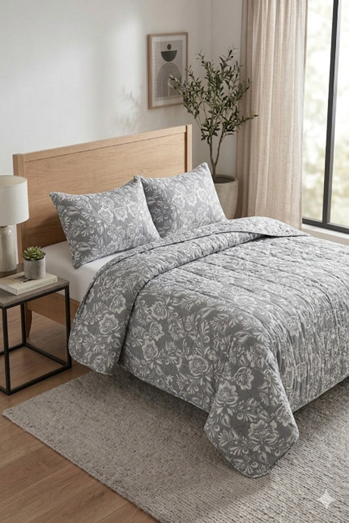 Çift Kişilik Kapitone Pike Takımı 3 Parça (200X240 Pike + 2 Yastık Kılıfı 50X70) Şık Desenli