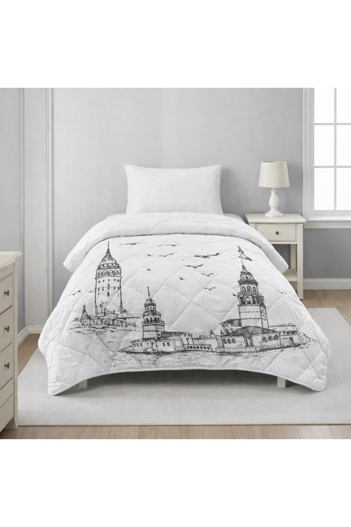 Desenli Micro Silikon Yatak Yorganı Tek Kişilik 155 X 215 Cm