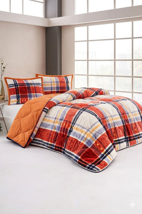 Premium Çift Kişilik Çift Taraflı Yorgan Seti 220X240 Cm Yastık Kılıflı 50X70 Cm
