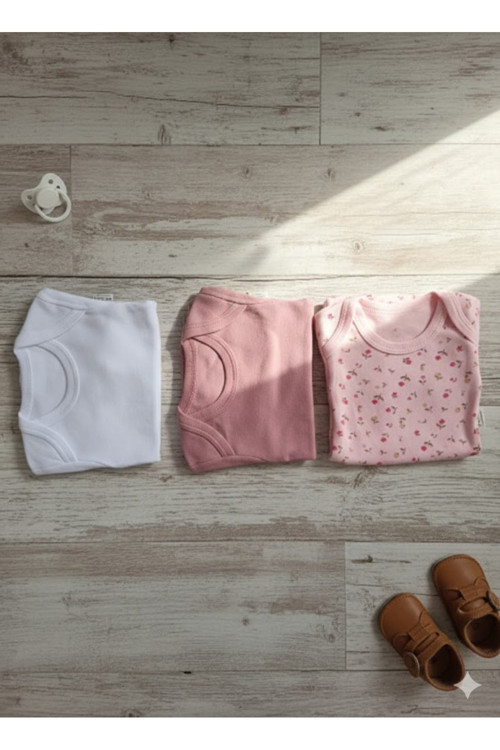 KIZ BEBEK 3'LÜ UZUN KOLLU ÇITÇITLI BODY