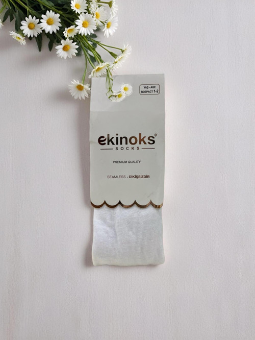 DÜZ RENK DİKİŞSİZ KOTON UNISEX ÇOCUK KÜLOTLU ÇORAP - RYZEÇ020 - Beyaz - 0 - 12 Ay BEYAZ