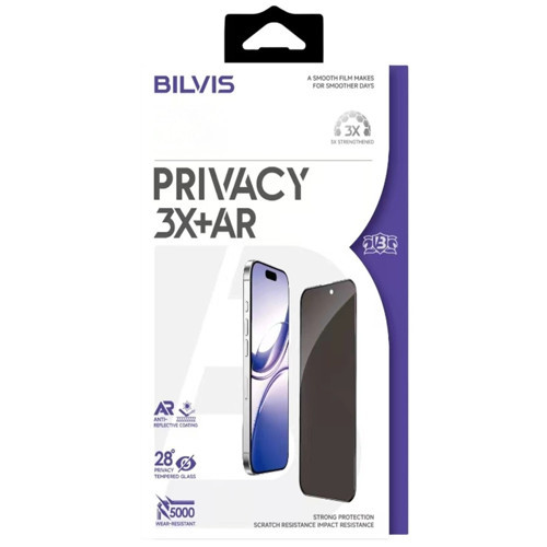 Apple İphone 17 Pro Bilvis 3X Ar Hayalet Cam Ekran Koruyucu - Siyah