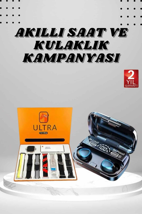 Yeni Model Akıllı Saat ve Kulaklık Kampanyası Nabızz Ölçer Bluetooth Bağlantılı Uzun Pil �