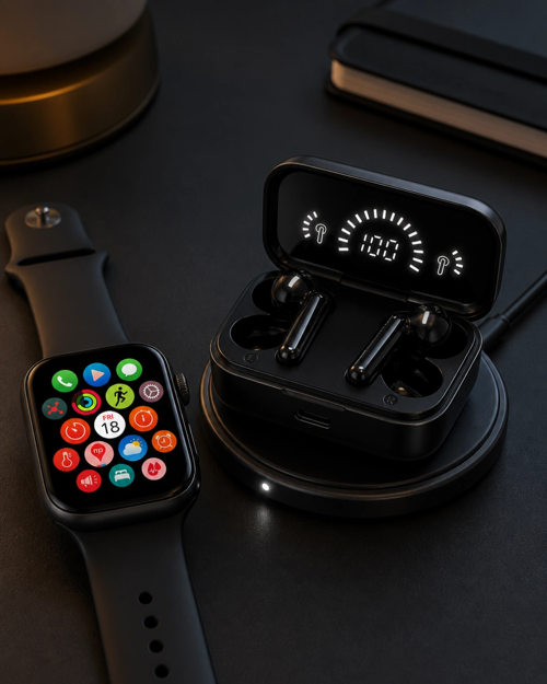 Spor Ve Günlük Kullanıma Uygun Akıllı Saat Ve Bluetooth Kulaklık Seti Yüksek Performans