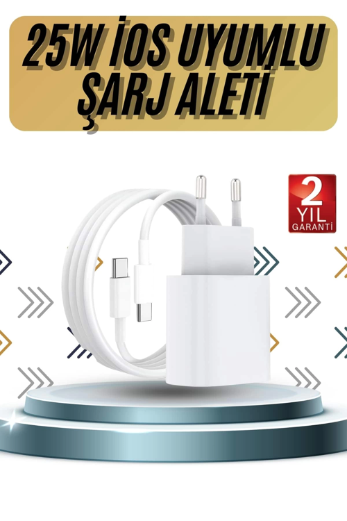 İthalat® 15/Pro/Pro 20W İos Uyumlu Hızlı Şarj Aleti Adaptörlü Beyaz