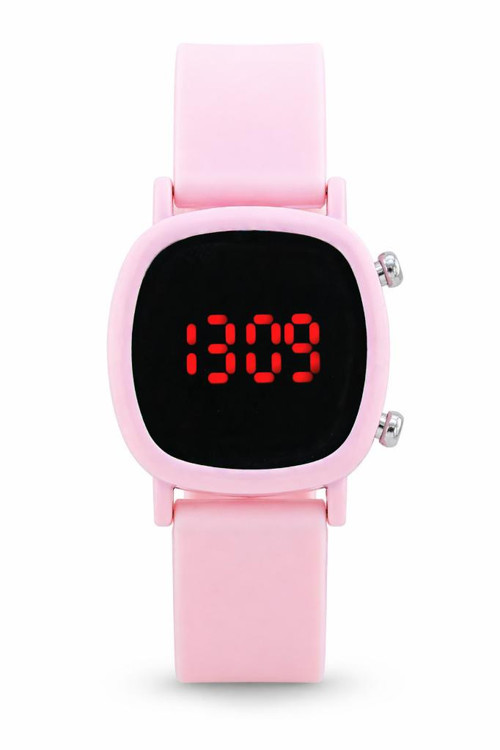 Pembe Dijital Kız Çocuk Kol Saati Led Ekran Cüzdan Hediyeli ST-304408