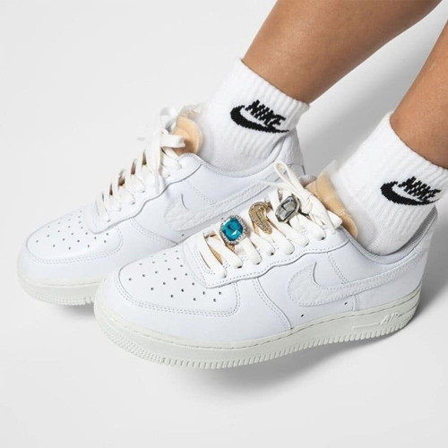 Air Force 1 Low Premium'Jevels'Leather Womens Sneaker Hakiki Deri Kadın Günlük Spor Ayakkabı Beyaz