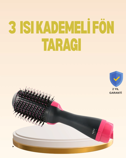 İthalat® 3 Isı Kademeli 1200W Saç Şekillendirme Fırçası.
