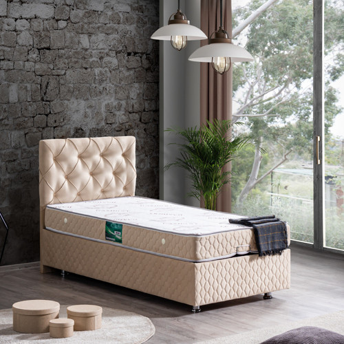 Vita Tek Kişilik Baza Başlık Comfort Yatak Seti - Bej