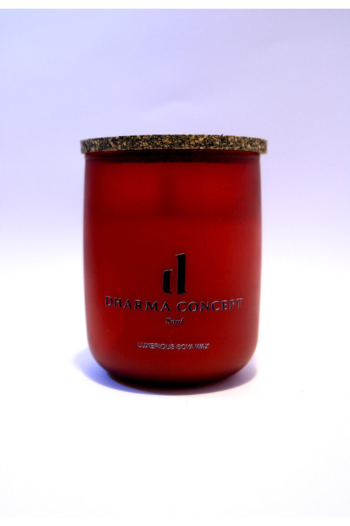 Sandal Kokulu Soya Wax Mum, Kök Çakra, Kırmızı Kavanoz, Ahşap Fitil, Mantar Kapak