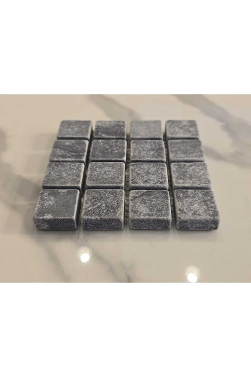 Mozaik Mermer Bardak Altlığı 10 x 10 cm - Doğal Taş Tasarım Sunum Altlığı