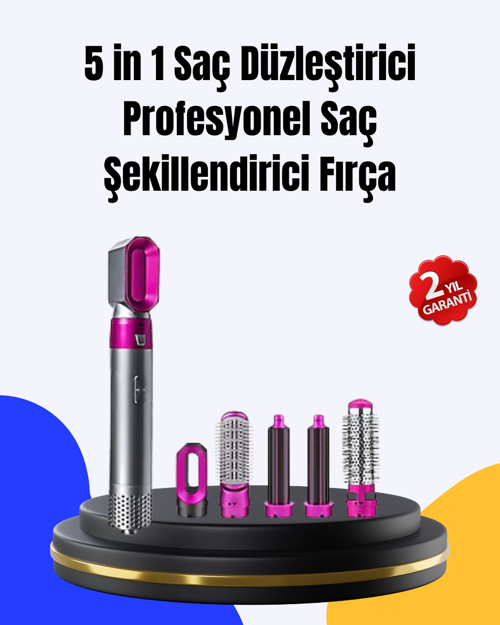 İthalat® 5 Parça Saç Şekillendirme Seti Düzleştirme Dalga Bukle Yapma