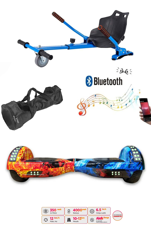 Elektrikli Kaykay Akıllı Denge Hoverboard + HoverKart + Çanta FULL LEDLİ EXTREM PAKET D10
