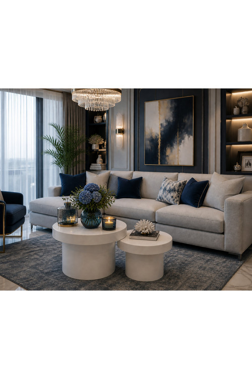 Modern 2’Li Orta Sehpa Seti Beyaz Minimal Yuvarlak Sehpa Takımı