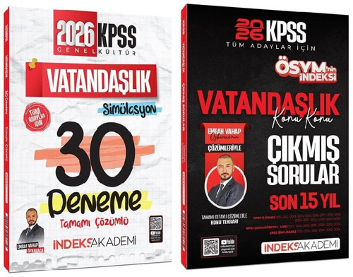 İndeks Akademi 2026 KPSS Vatandaşlık Simülasyon 30 Deneme + Çıkmış Sorular Son 15 Yıl 2 li Set - Emrah Vahap Özkaraca İn