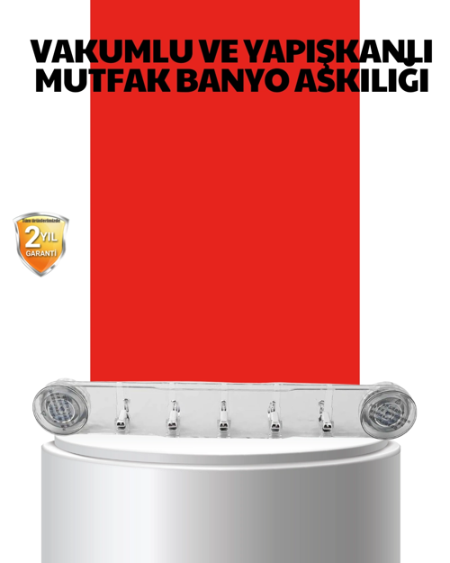 Vakumlu Ve Yapışkanlı Mutfak Banyo Askılığı 5 Bölmeli Pratik Düzenleyici