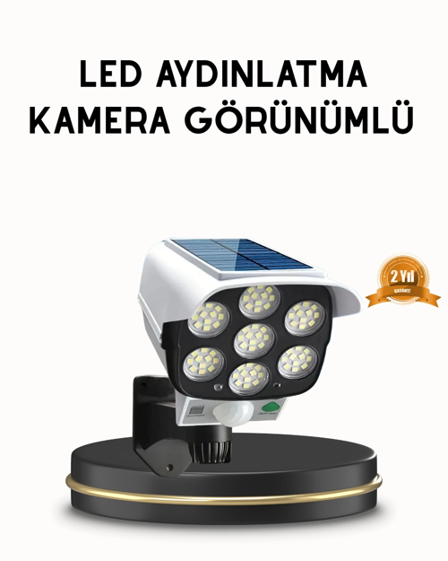 Güneş Paneliyle Şarj Olan Hareket Sensörlü Dış Mekan Güvenlik Lambası Ayarlanabilir