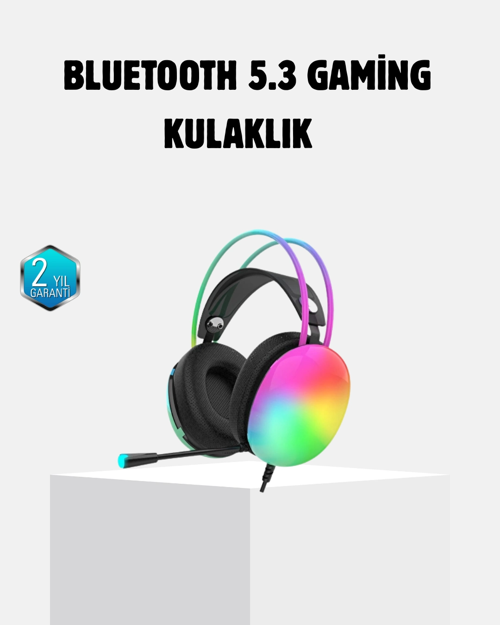 Kablosuz Kulaklık Rgb Aydınlatmalı Bluetooth 5.3 Uzun Pil Ömürlü