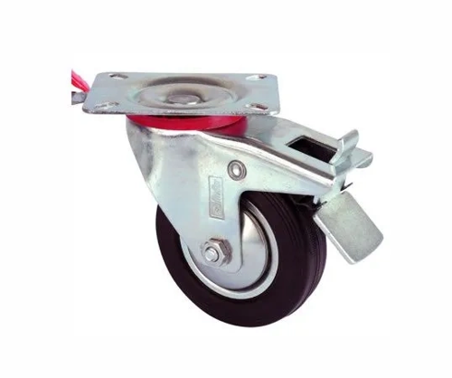 Servis Tekeri - Frenli Tablalı Siyah Döner - Çap 80 Mm