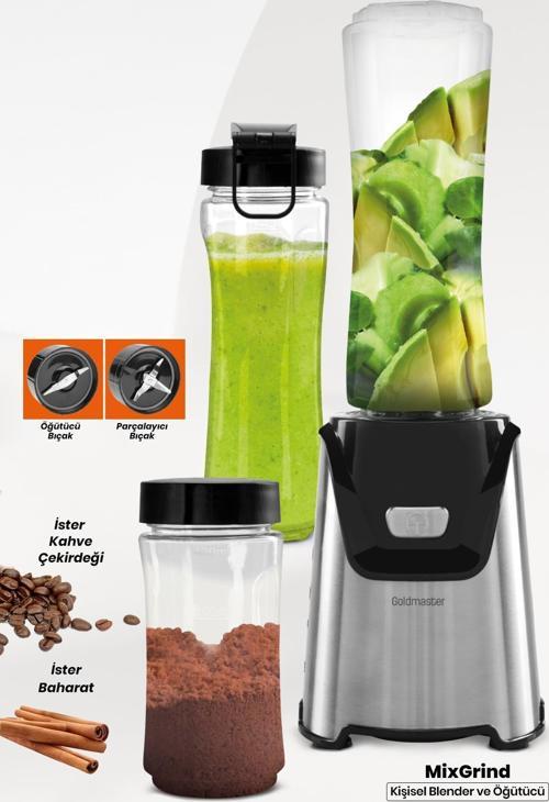 Mixgrind 2in1 Paslanmaz Çelik Bıçaklı Kişisel Smoothie Blender ve Kahve Baharat Öğütücü