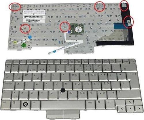 Hp Compaq 2710p, HP EliteBook 2730P Klavye Silver, Gri TR 90.4Y807.S0T, V070130BK2, 20101200203