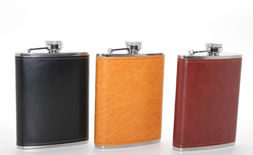 Paslanmaz Çelik Tekli 8 Oz Derili Matara Alk2661