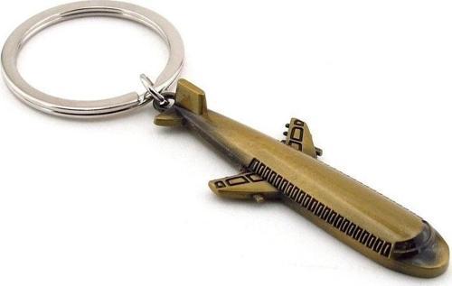 Unisex Bronz Yolcu Uçaği Metal Anahtalik Kc606