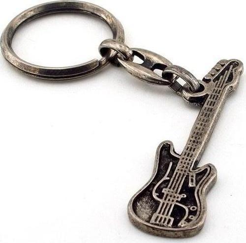Unisex Elektro Gitar  Antrasit Eskitme Metal Anahtarlik Kc699
