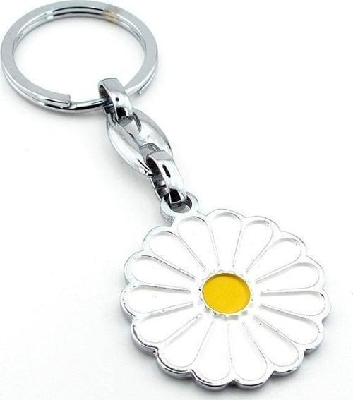 Beyaz Papatya Bahar Çiçek Daisy Metal Anahtarlık KC089