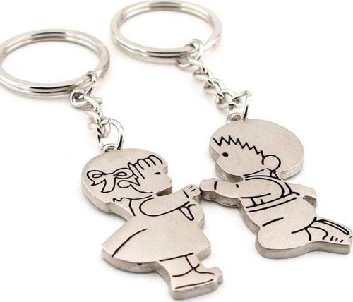 Unisex Evlilik Teklifi Eden Ikili Metal Anahtarlik Kc490