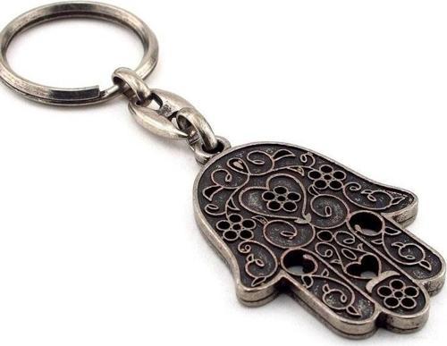 Unisex Fatma Ana Eli Antrasit Metal Anahtarlik Kc613