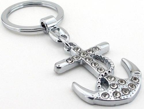 Unisex Gemici Çapa Çipa Denizci Parlak Taşli Metal Anahtarlik Kc729