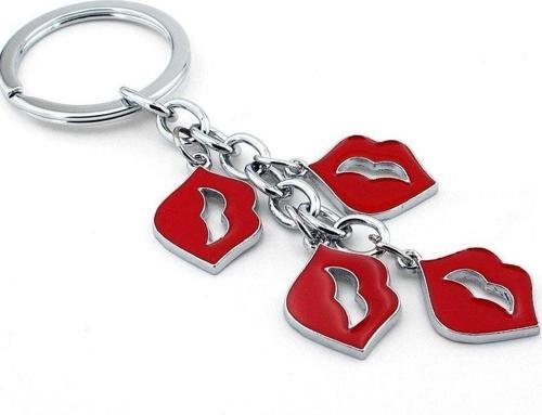 Unisex Öpücük Kirmizi Dudaklar Metal Anahtarlik Kc554
