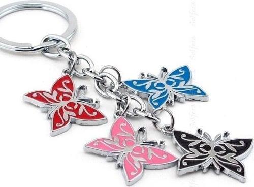 Unisex Renkli Kelebekler Salkim Metal Anahtarlik Kc639