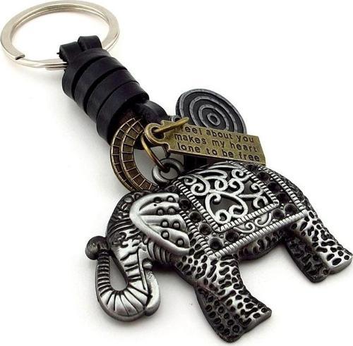 Fil Elephant Bereket Sembolü Gerçek Deri Metal Anahtarlık KC043