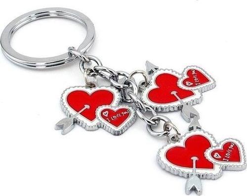 Kırmızı Kalp Ok Aşk I Love You Metal Anahtarlık Kc869