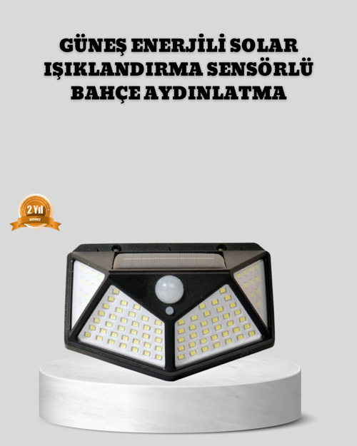 Güneş Enerjili Aydınlatma 100 Led Sensörlü Solar Dış Mekan Lamba