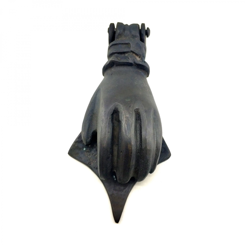 Antika Tarz Dekoratif Pirinç El Kapı Tokmağı, Taktak - 167x75 Mm, Oksit