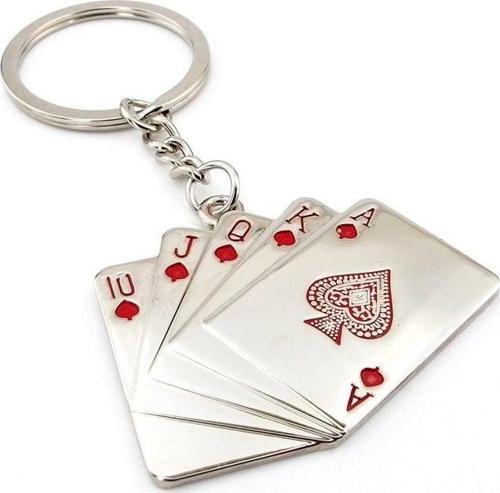 Poker Royal Flush Iskambil Destesi Kupa Metal Anahtarlık Kc011