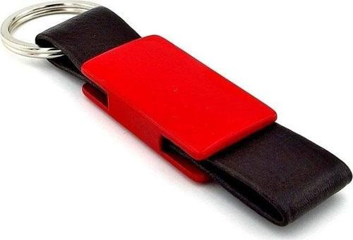 Siyah Deri Mat Kırmızı Metal Anahtarlık Kc979