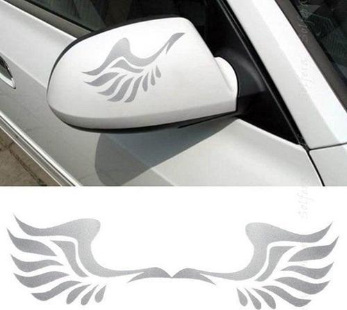 GÜMÜŞ RENK MELEK KANADI OTOMOBİL AYNA STİCKER CS036