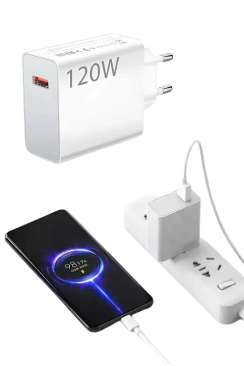 Type C Yüksek Hızlı Şarj Aleti Beyaz 120w Ultra Uzun Ömürlü