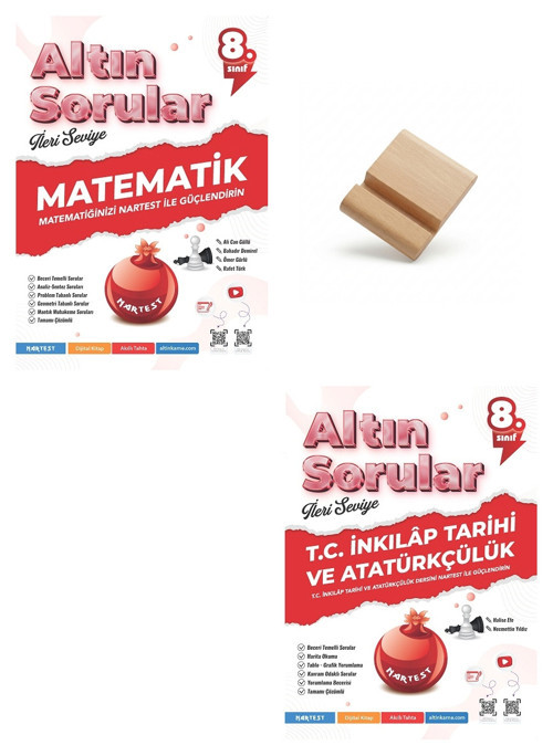 Nartest LGS 8. Sınıf Altın Sorular Matematik ve İnkılap Tarihi Soru Bankası + Telefon Standı