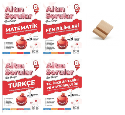 Nartest LGS 8. Sınıf Altın Sorular Matematik Fen Türkçe İnkılap 4lü Set Soru Bankası+ Telefon Standı