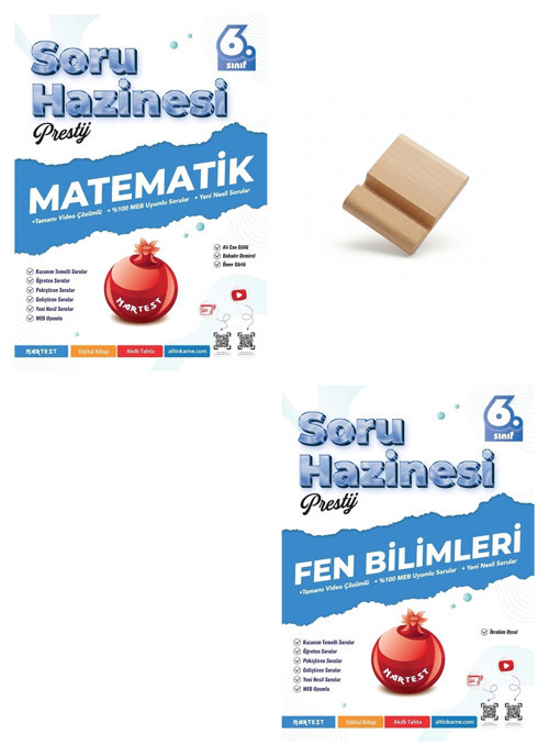 Nartest 6. Sınıf Soru Haznesi Matematik ve Fen Bilimleri Soru Bankası + Telefon Standı