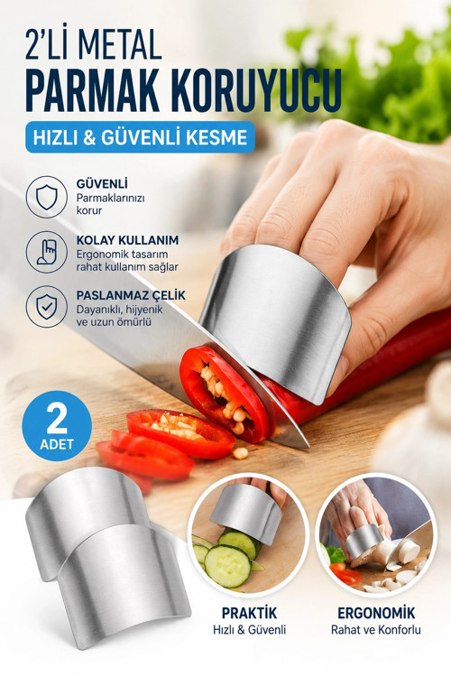 2li Metal Parmak Koruyucu Hızlı ve Güvenli Kesme Paslanmaz Çelik Koruyucu Aparatı