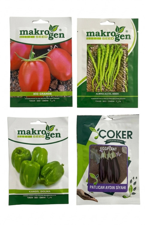 Tohum Seti (Domates, Acı Kıl Biber, Dolmalık Biber, Patlıcan)